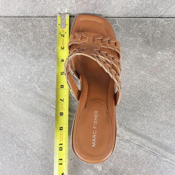 Marc Fisher Sandals Womens 11 M Melita Brown Slip on Strappy Slip-On Block Heels - Picture 10 of 11